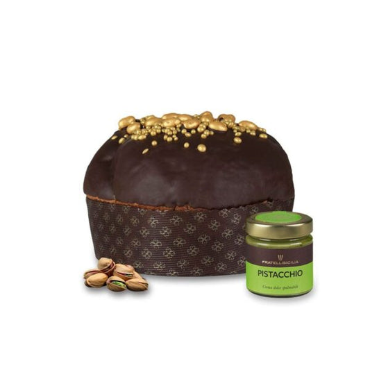 Pistazien -Panettone mit Glas Pistaziencreme, Sizilien Brüder, 1 kg
