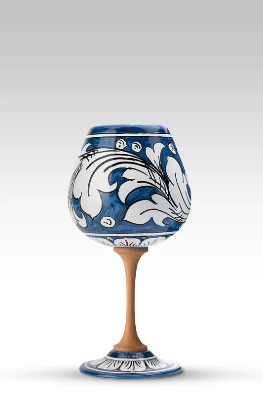 Calice Ornato in Ceramica Artistica di Caltagirone, vari colori Ceramica Food in Sicily Calice Singolo Blu