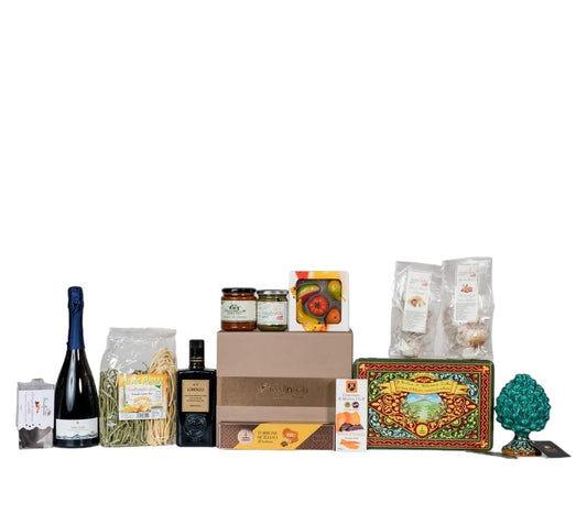 Confezione regalo natalizia "Erice" con 13 prodotti siciliani di alta qualità Confezione regalo natalizia Food in Sicily