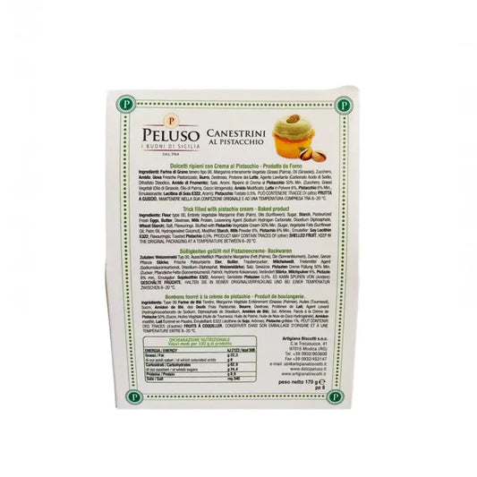Biscotti di pasta frolla Canestrini al Pistacchio, 170 gr Dolci tipici siciliani Peluso 1964