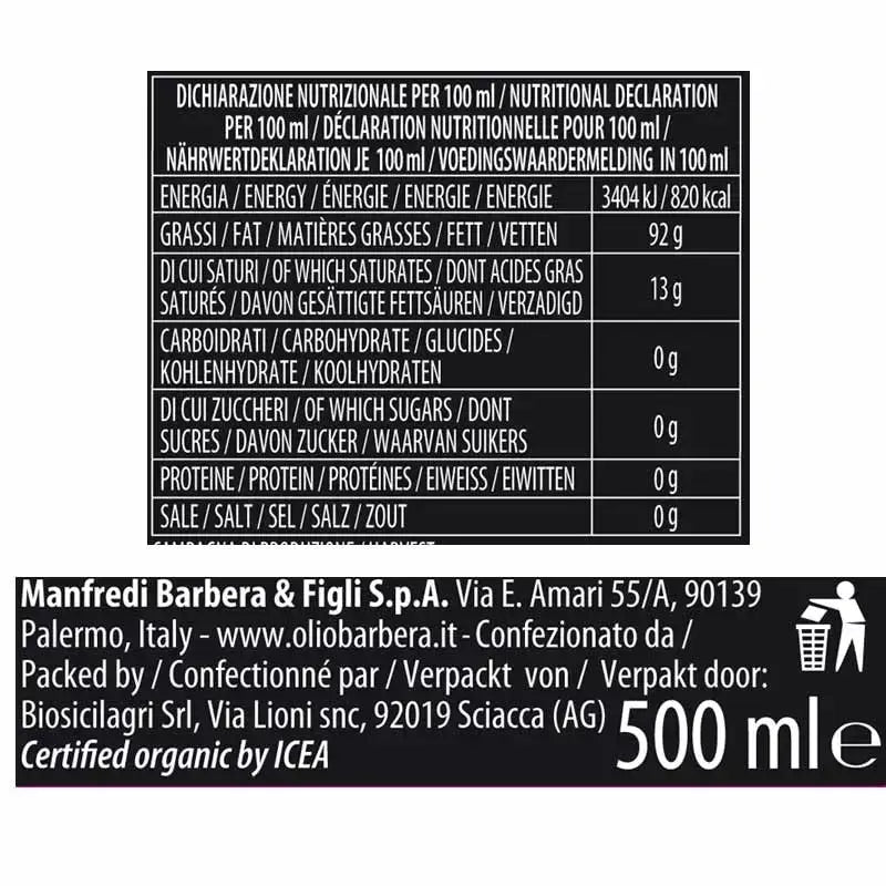 Confezione regalo Olio Extra Vergine di Oliva I Tre Lorenzo Barbera 500 ml x 3 Premiati Oleifici Barbera