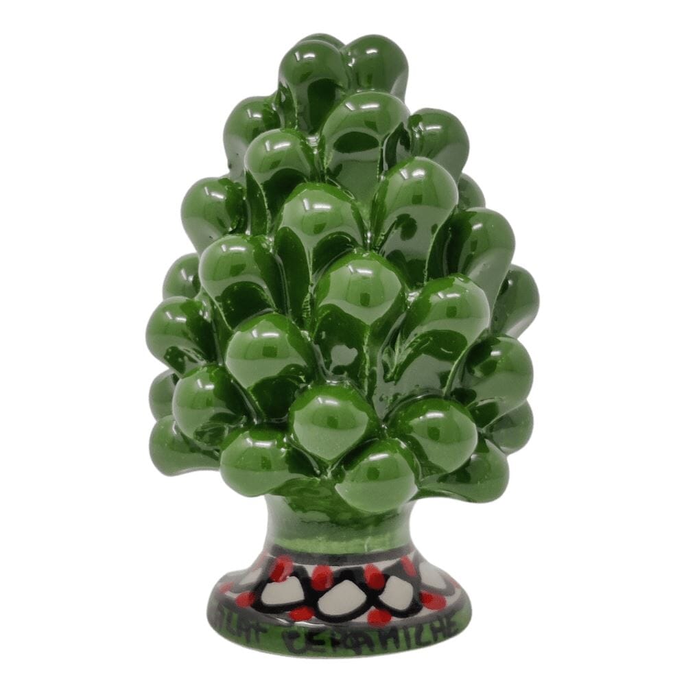 Pigna in Ceramica artistica di Caltagirone, Verde Scuro, h 11 cm Ceramica Kalat Ceramiche