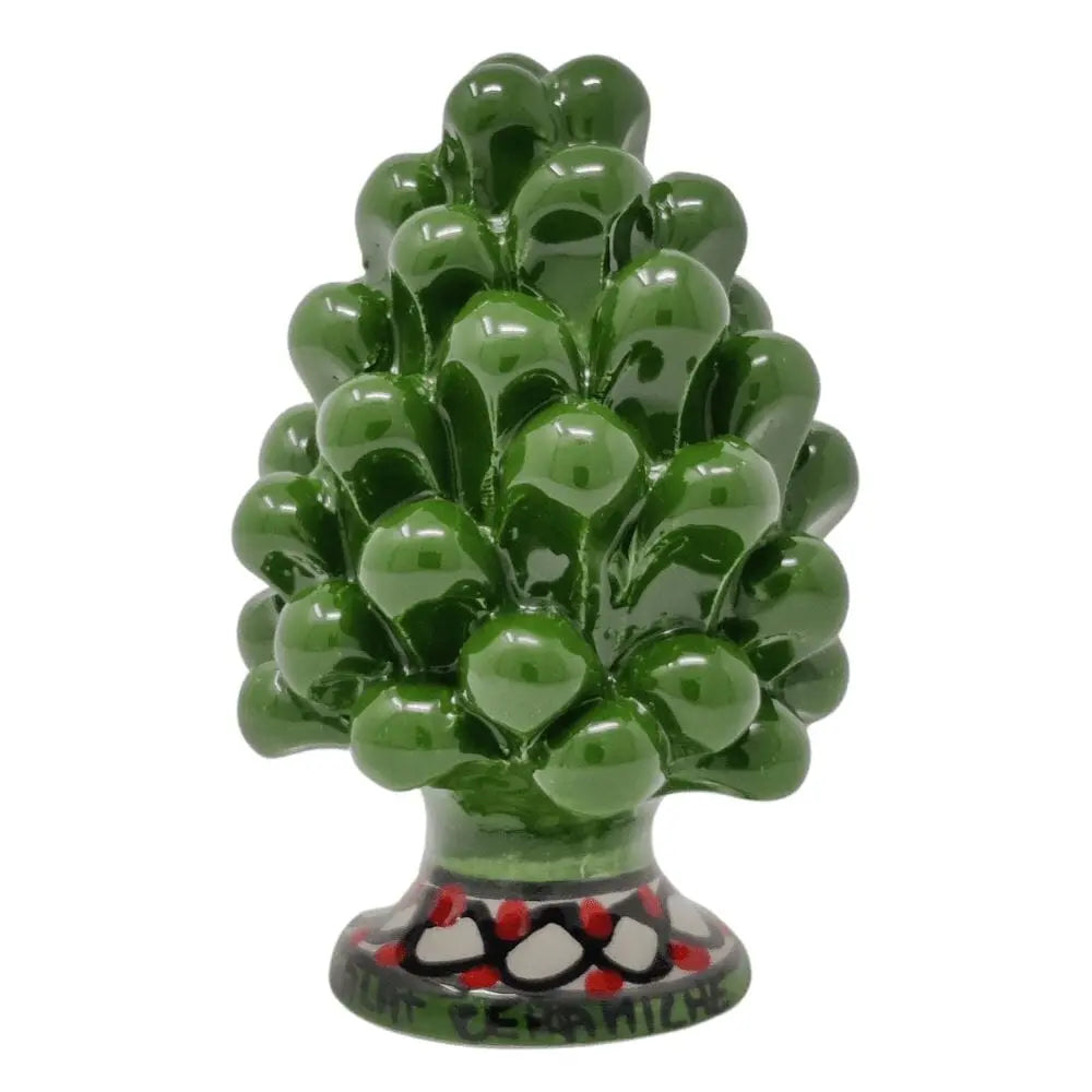 Pigna in Ceramica artistica di Caltagirone, Verde Scuro, h 11 cm Ceramica Kalat Ceramiche
