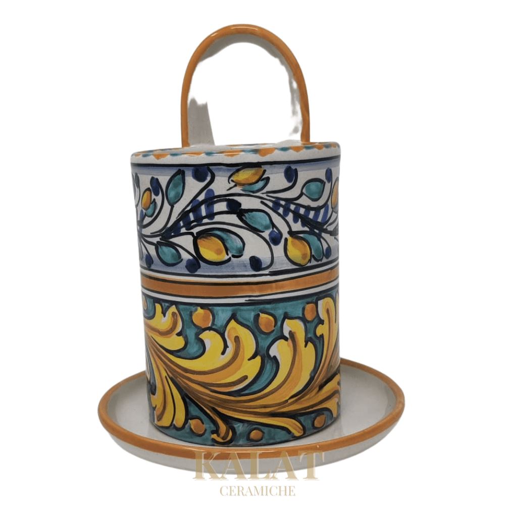 Cola Posate decorato a mano, Kalat Ceramiche, h 20 Ceramica Kalat Ceramiche