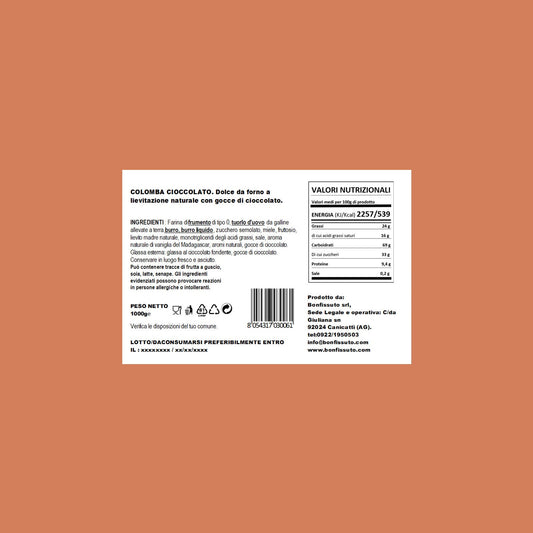 Colomba Bonfissuto al Cioccolato. Bonfissuto