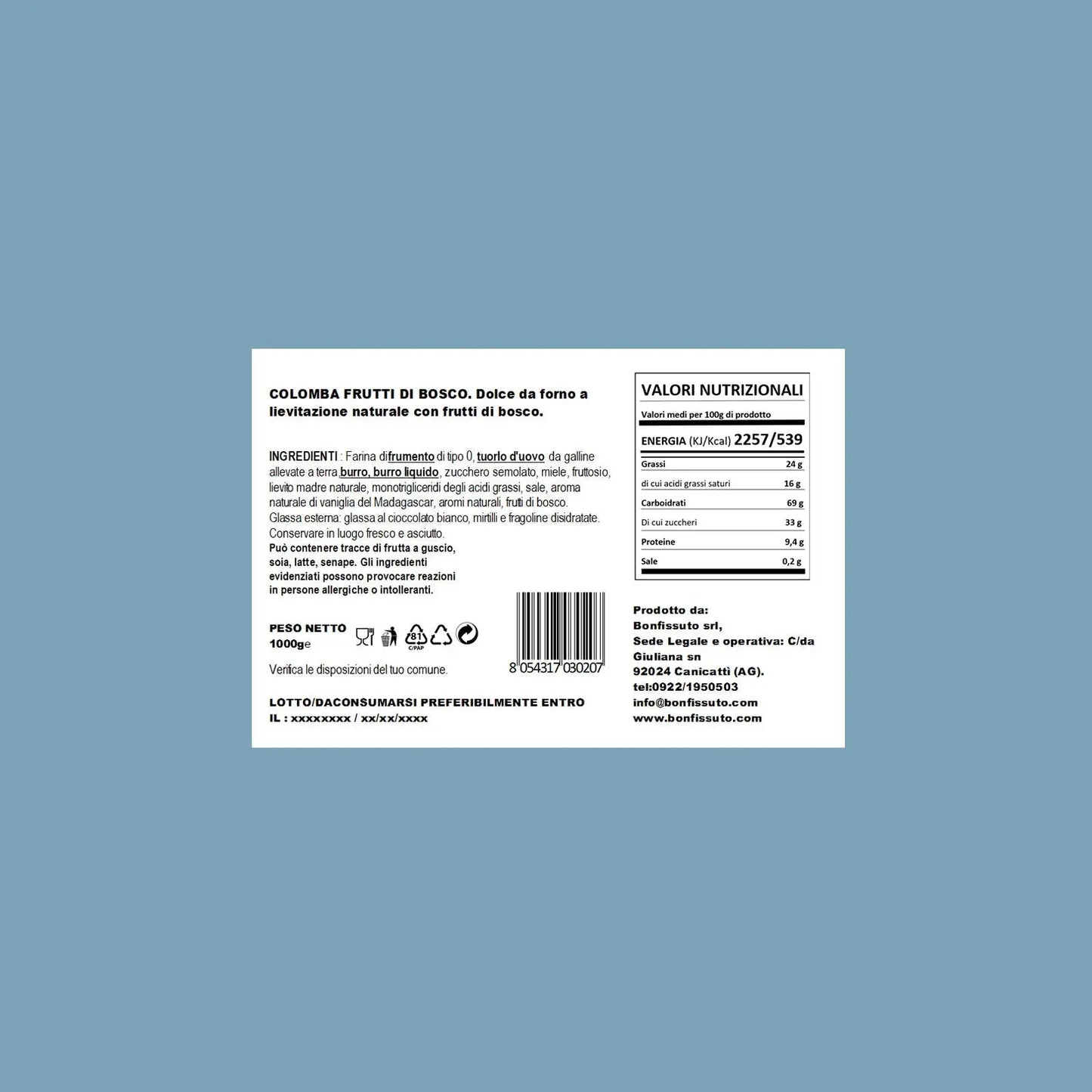 Colomba Bonfissuto ai Frutti di Bosco . Bonfissuto