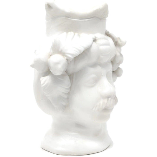 Testa di Moro in Ceramica artistica di Caltagirone, laccata bianca, h 18 cm Ceramica Food in Sicily