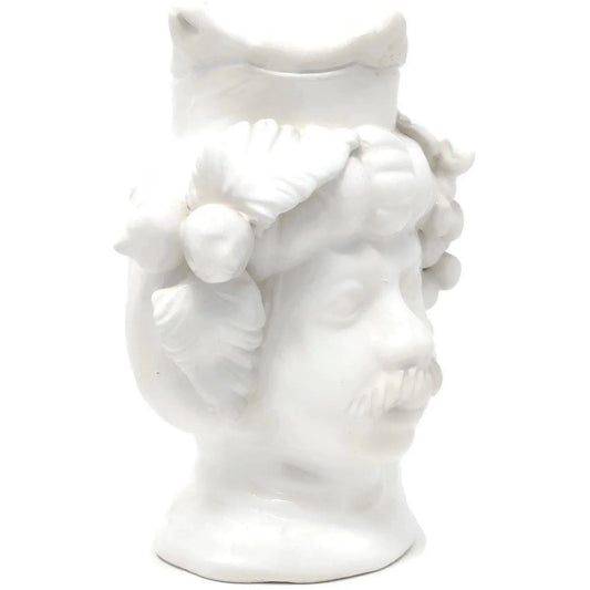 Testa di Moro in Ceramica artistica di Caltagirone, laccata bianca, h 18 cm Ceramica Food in Sicily