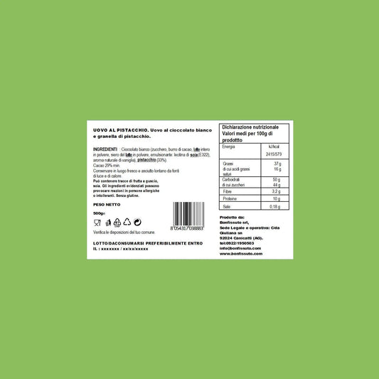 Uovo di Pasqua al Pistacchio, 500 gr Bonfissuto