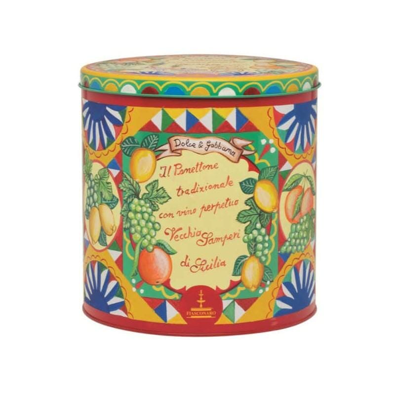 Confezione Natalizia "Sicilia" con 15 prodotti tipici siciliani di alta qualità in 10 versioni Confezione regalo natalizia Food in Sicily PANETTONE FIASCONARO DOLCE&GABBANA CON VINO PERPETUO VECCHIO SAMPERI 1 KG