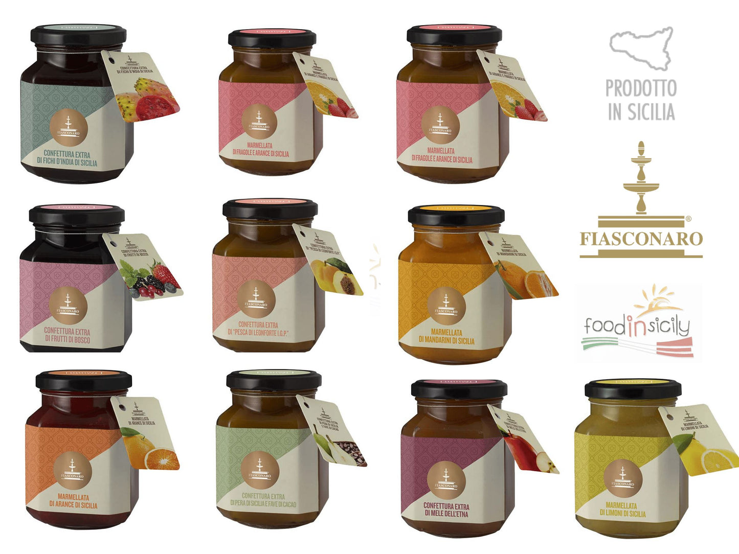 Box 8 x Confetture di Sicilia, Fiasconaro Confetture e Creme spalmabili Fiasconaro
