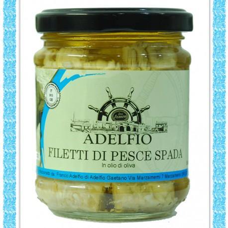 Filetti di Pesce Spada in olio di oliva, 200 gr Contorni Adelfio - Marzamemi