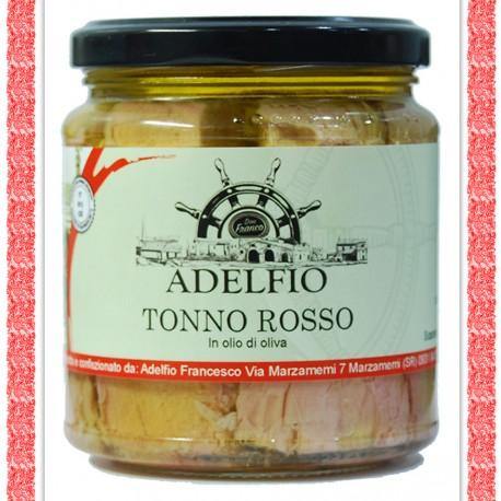 Tonno Rosso pinne gialle in olio d'oliva. Contorni Adelfio - Marzamemi