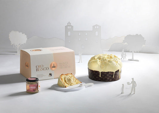 Panettone Fiasconaro Oro Bianco con crema di Mandorle Panettone Fiasconaro