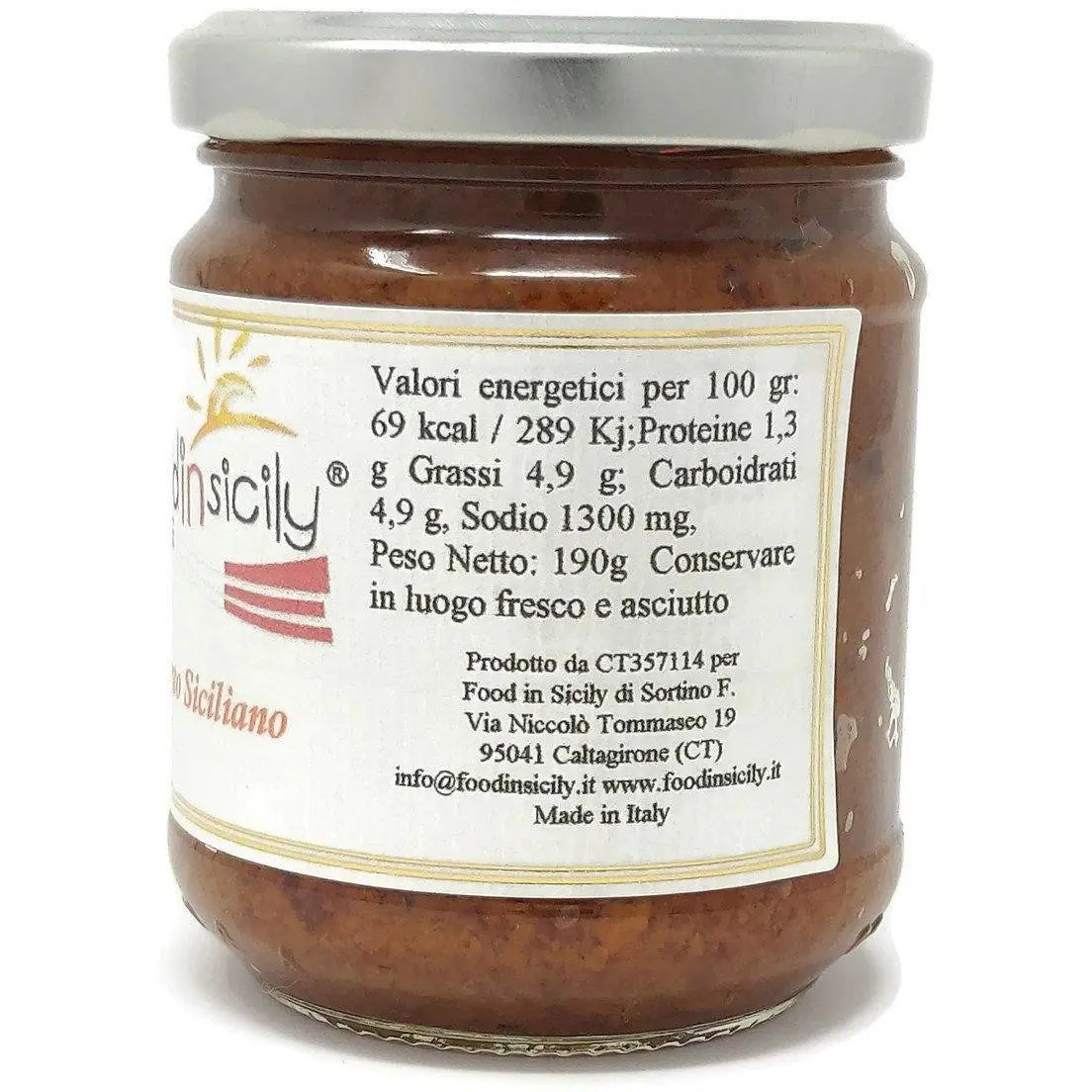 Pesto Siciliano con mandorle tostate, 190 grammi Pesto Food in Sicily