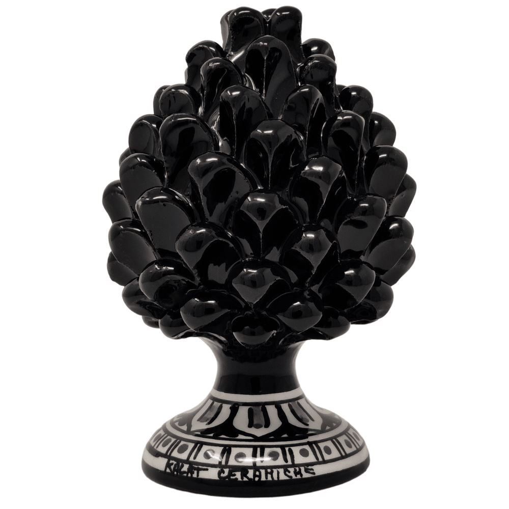 Pigna Nero Pietra dell'Etna in Ceramica artistica di Caltagirone, h 15 cm Ceramica Kalat Ceramiche