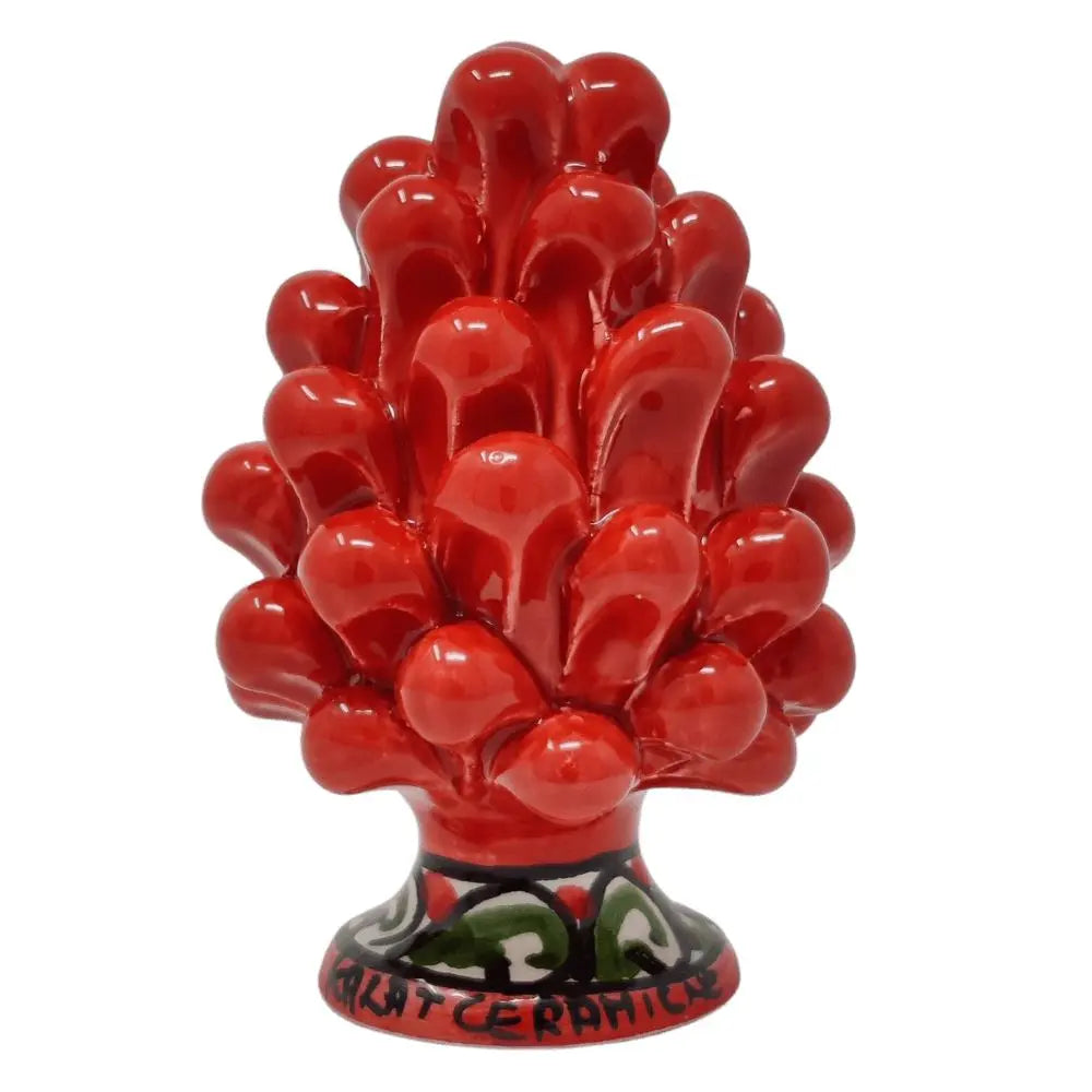 Pigna in Ceramica artistica di Caltagirone, Rossa, h 11 cm Ceramica Kalat Ceramiche