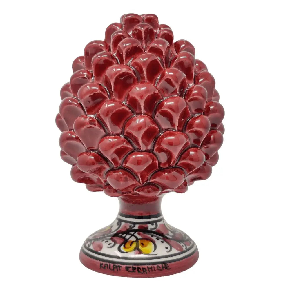 Pigna Bordeaux Tenace in Ceramica artistica di Caltagirone, h 15 cm Ceramica Kalat Ceramiche