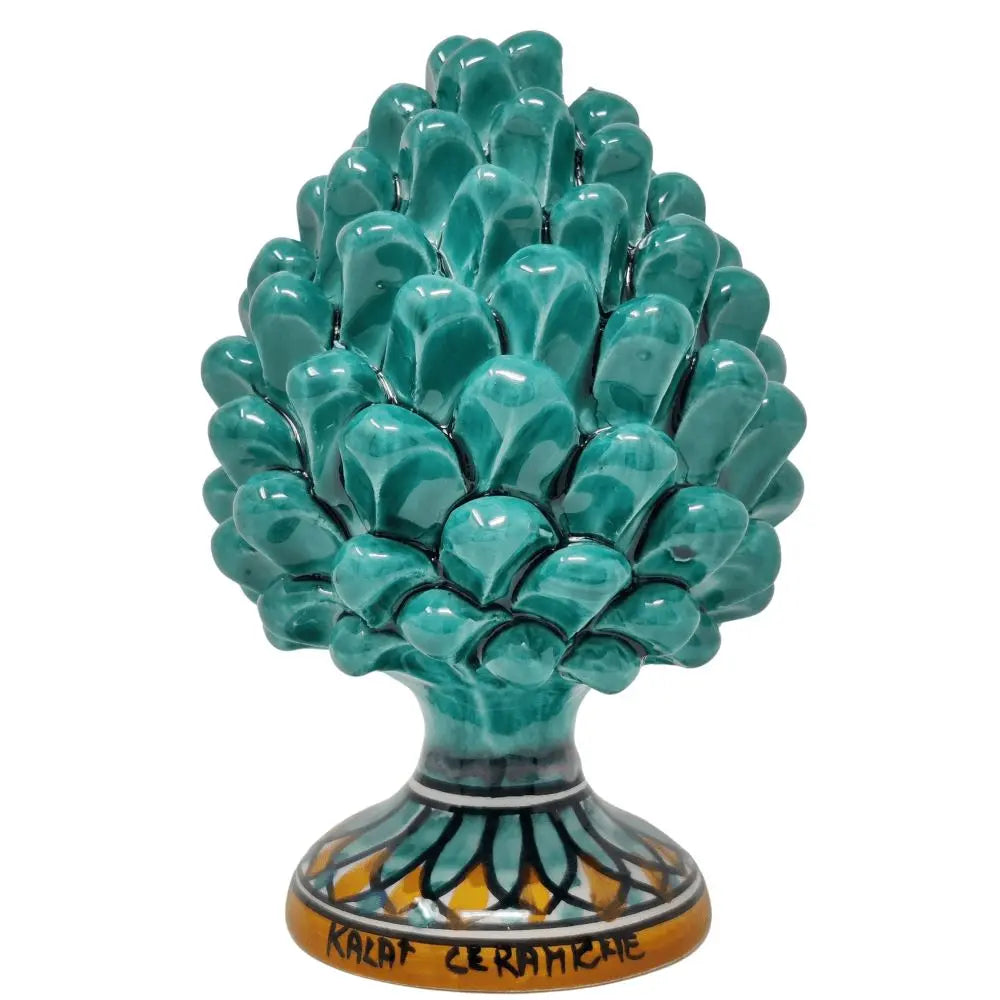 Pigna Verde Smeraldo in Ceramica artistica di Caltagirone, h 15 cm Ceramica Kalat Ceramiche