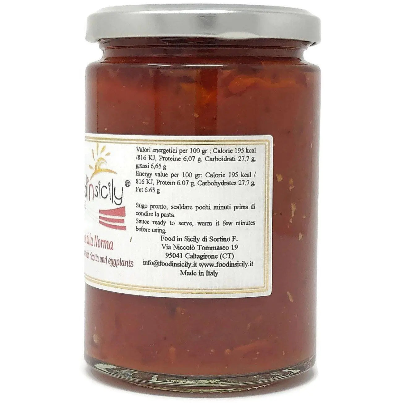 Sugo alla norma con ricotta salata e melanzane , 350 gr Sugo Food in Sicily