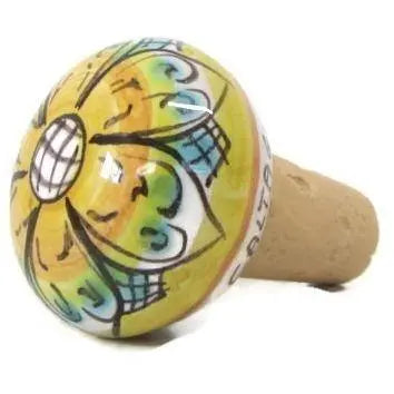 Tappo in Ceramica di Caltagirone, vari colori, dipinto a mano Ceramica Food in Sicily Giallo e arancione