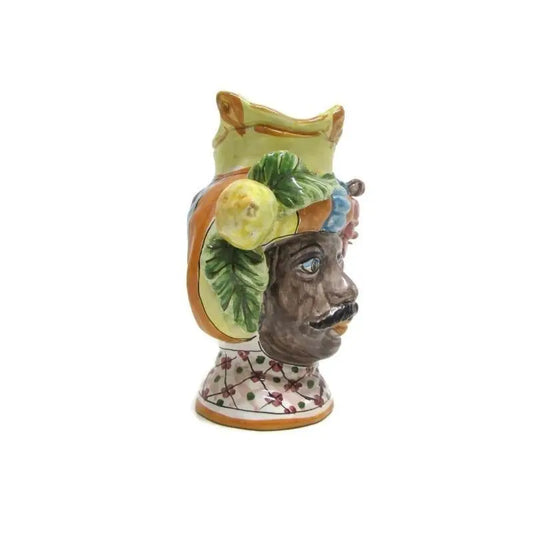 Testa di Moro in Ceramica artistica di Caltagirone, h 18 cm Ceramica Food in Sicily