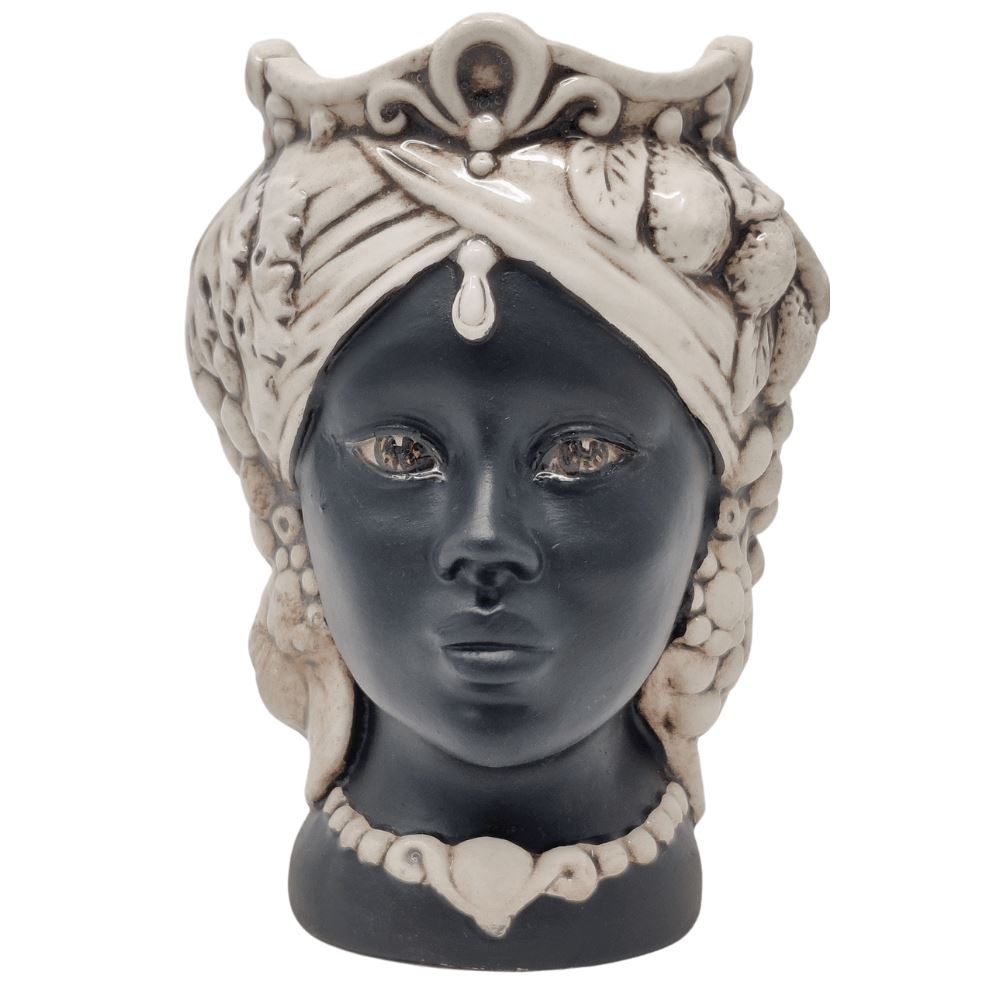 Testa di Moro, Donna, Nero, Kalat Ceramiche, h 13 cm Ceramica Kalat Ceramiche