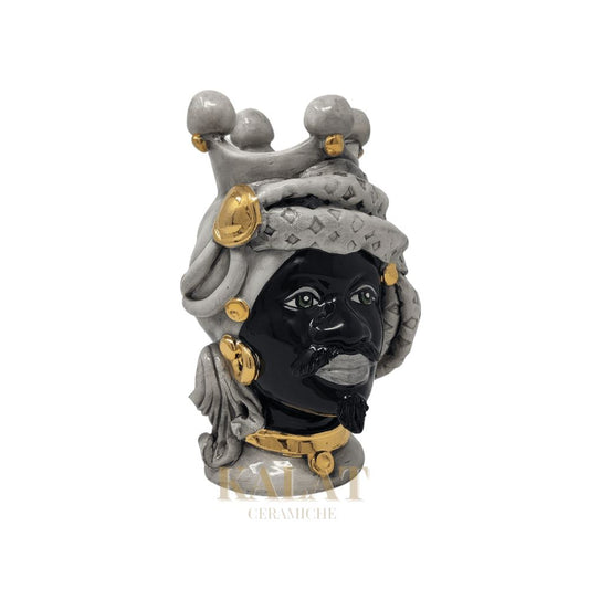 Testa di Moro Kalat Ceramiche, Uomo, h 20 cm Ceramica Kalat Ceramiche