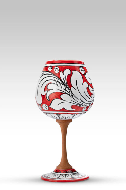 Calice Ornato in Ceramica Artistica di Caltagirone, vari colori Ceramica Food in Sicily Calice Singolo Rosso 