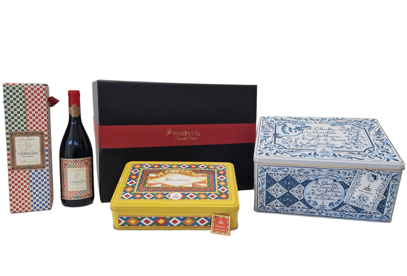 Confezione regalo Pasquale "Dolce&Gabbana" a marchio Dolce&Gabbana in 6 varianti Confezione regalo natalizia Fiasconaro Colomba D&G Azzurra con Cioccolato e Confettura di fragoline di bosco di Sicilia, 1 Kg 