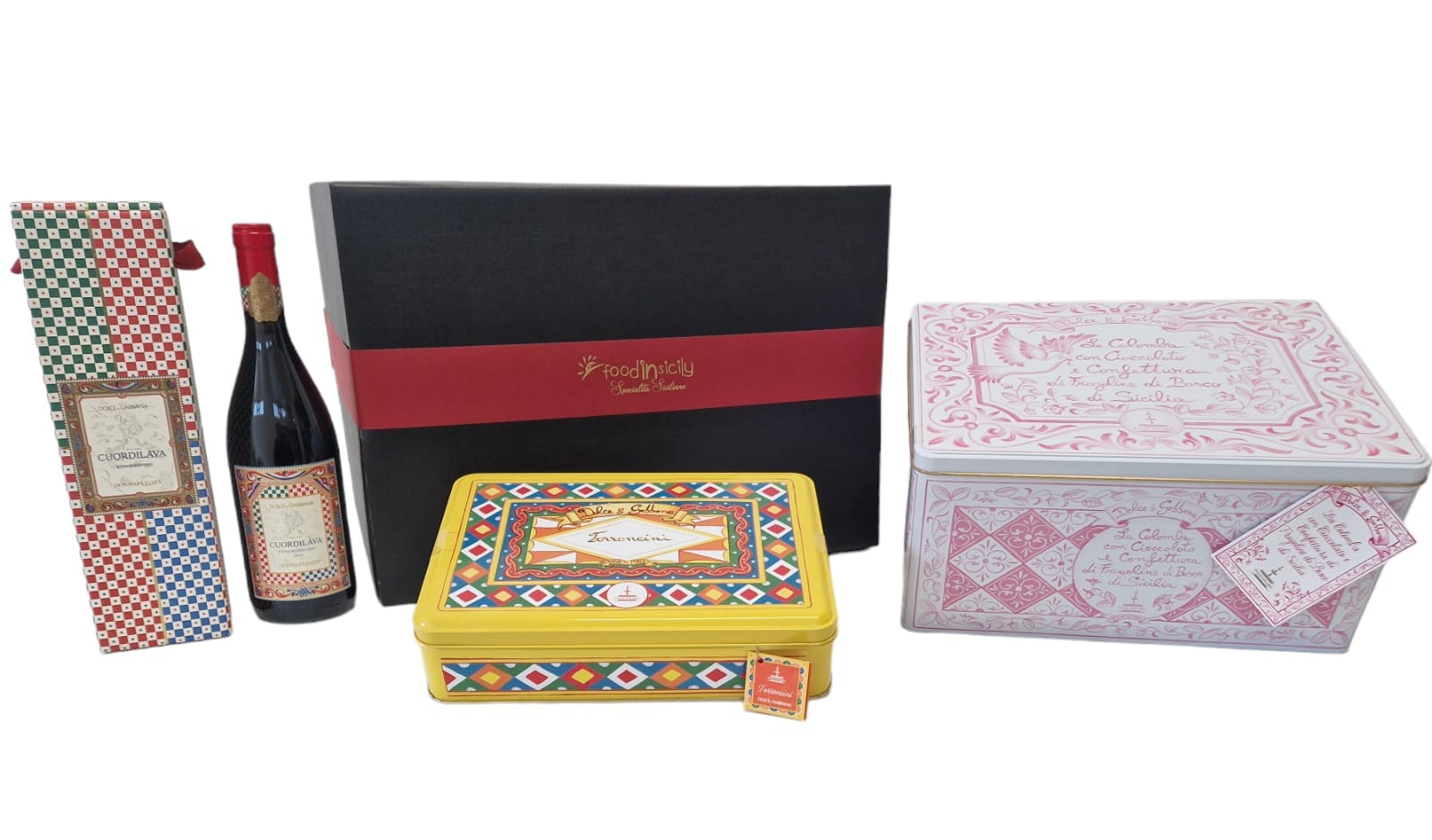 Confezione regalo Pasquale "Dolce&Gabbana" a marchio Dolce&Gabbana in 6 varianti Confezione regalo natalizia Fiasconaro Colomba D&G Rosa con Cioccolato e Confettura di fragoline di bosco di Sicilia, 1 Kg 