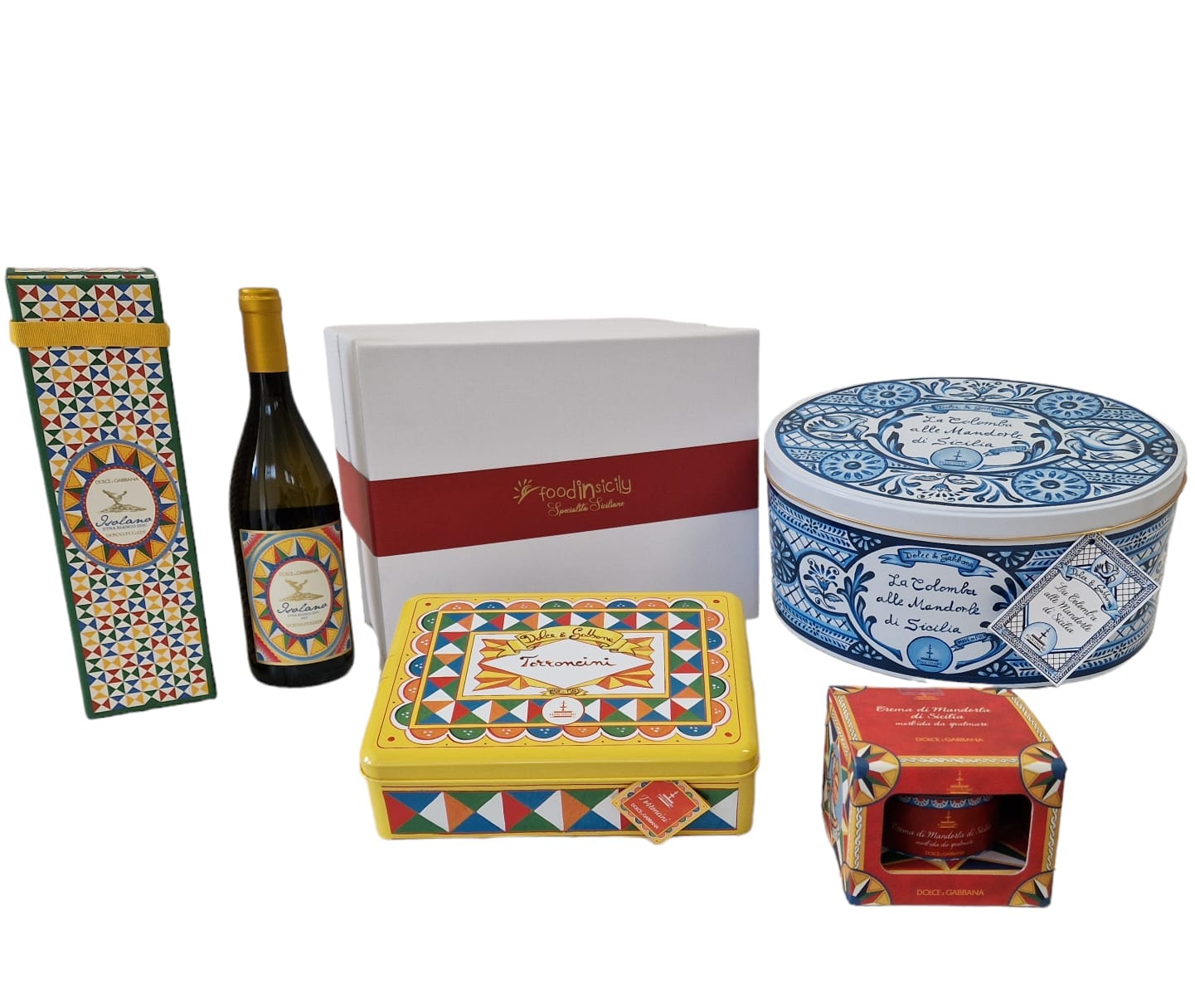 Confezione regalo Pasquale "Dolce&Gabbana" a marchio Dolce&Gabbana in 6 varianti Confezione regalo natalizia Fiasconaro Colomba Fiasconaro D&G alle mandorle di Sicilia, 750 gr 