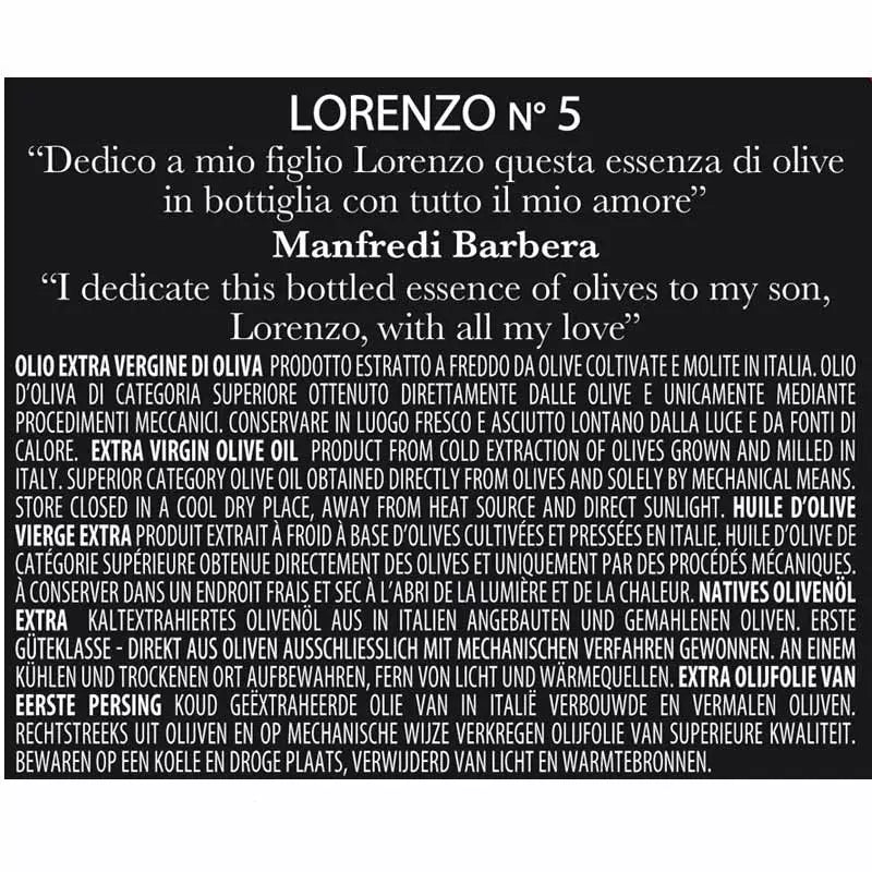 Organic extra virgin olive oil- Lorenzo N. 5 line by pitted olives, 500 ml