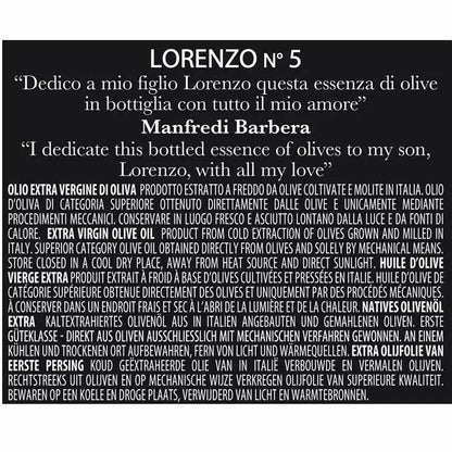 Organic extra virgin olive oil- Lorenzo N. 5 line by pitted olives, 500 ml