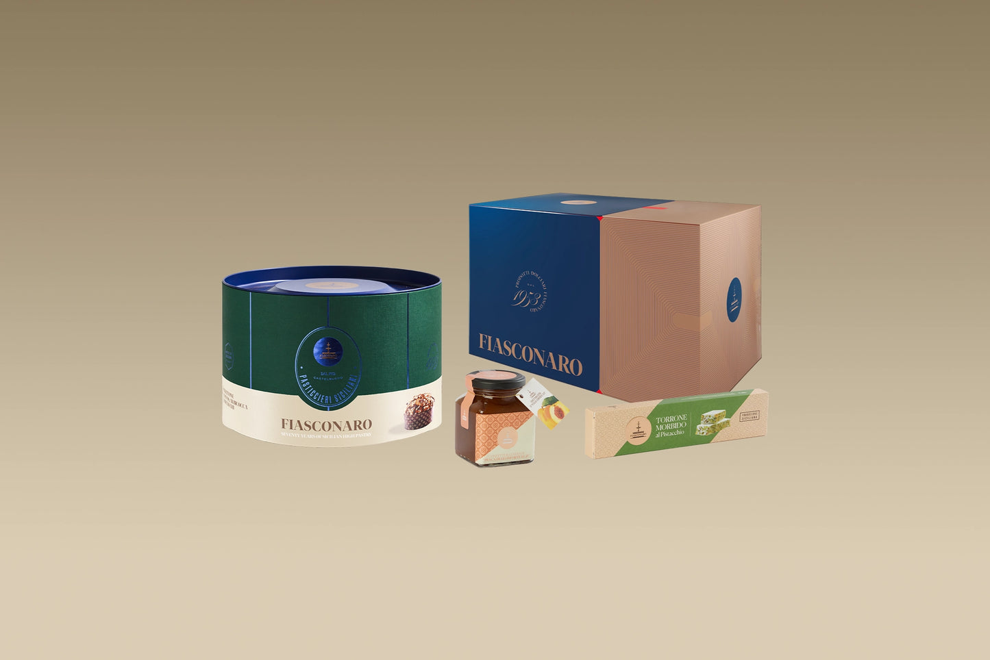 Boîte-cadeau fiasconaro "1953" avec 3 produits siciliens de haute qualité