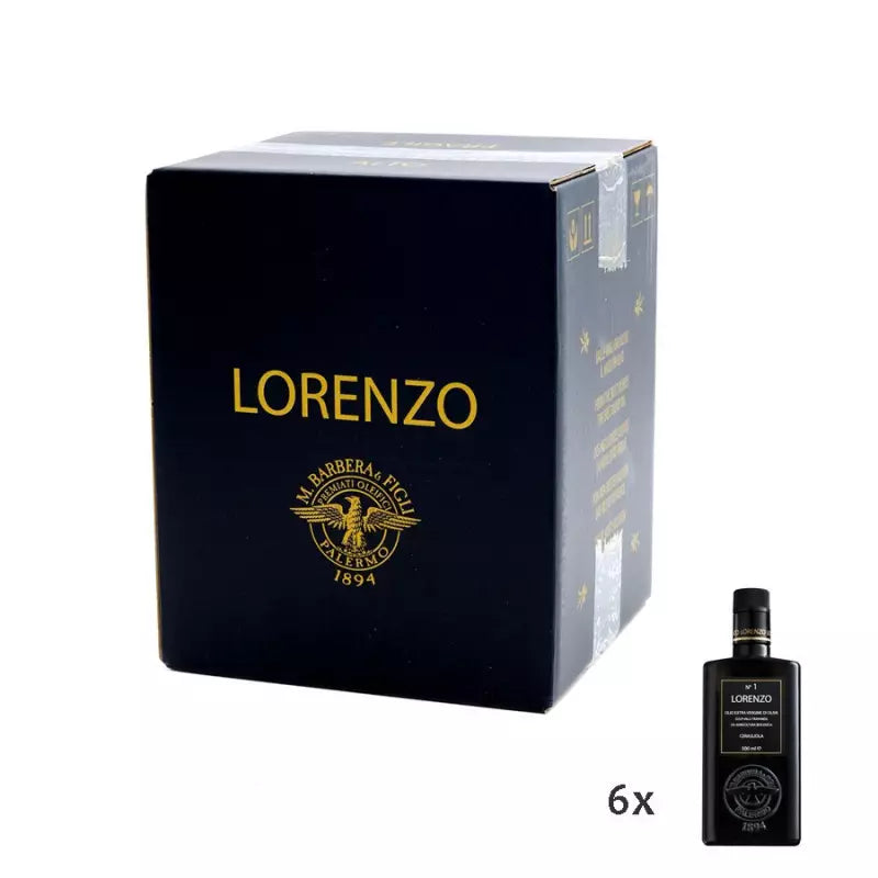 Confezione 6 Bottiglie Olio Extravergine di Oliva Biologico- LINEA LORENZO N. 1 D.O.P. "Valli Trapanesi", 500 ml x 6