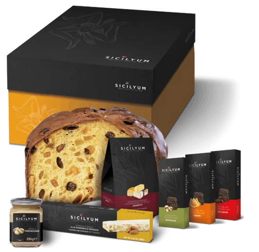Boîte cadeau de Noël "classique" avec 7 produits siciliens de haute qualité, Sicile