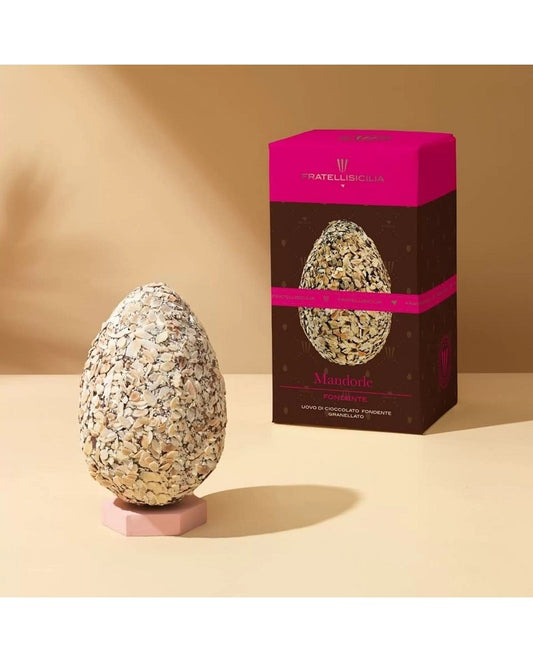 Extra dark chocolate egg covered with almond grains, Sicily brothers, 400g