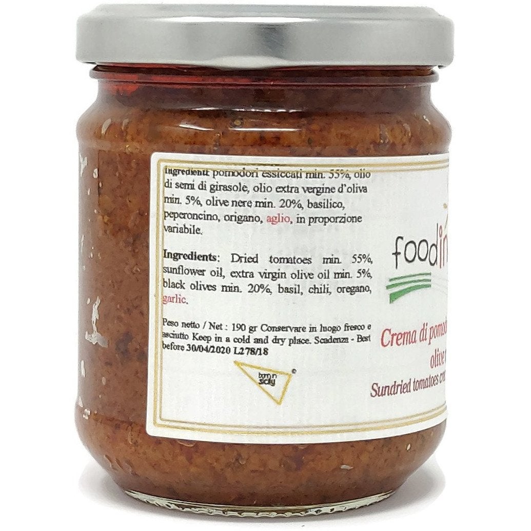 Crema di pomodori secchi e olive nere, vasetto 190 grammi Food in Sicily 