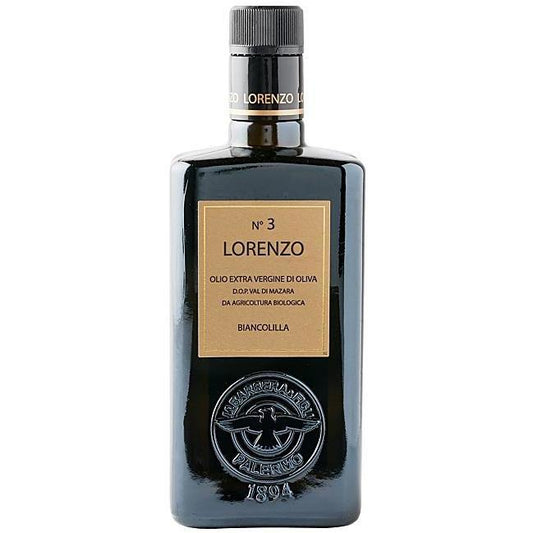 Olio Extravergine di Oliva Biologico LINEA LORENZO N. 3 D.O.P. "Val di Mazara" , 500 ml Condimenti Premiati Oleifici Barbera 