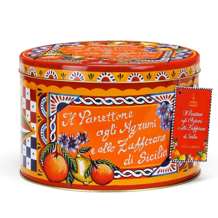 Confezione regalo "Dolce&Gabbana", con 4 prodotti di alta qualità e in 5 varianti Confezione regalo natalizia Fiasconaro Panettone Fiasconaro D&G Agrumi e Zafferano 1 Kg 