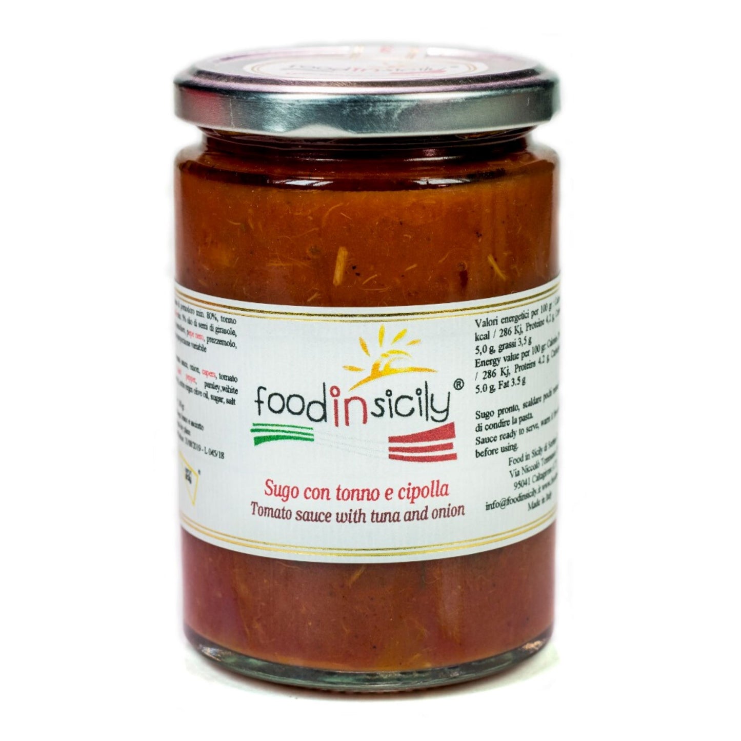 Sugo con tonno e cipolla, 350 gr Sugo Food in Sicily 