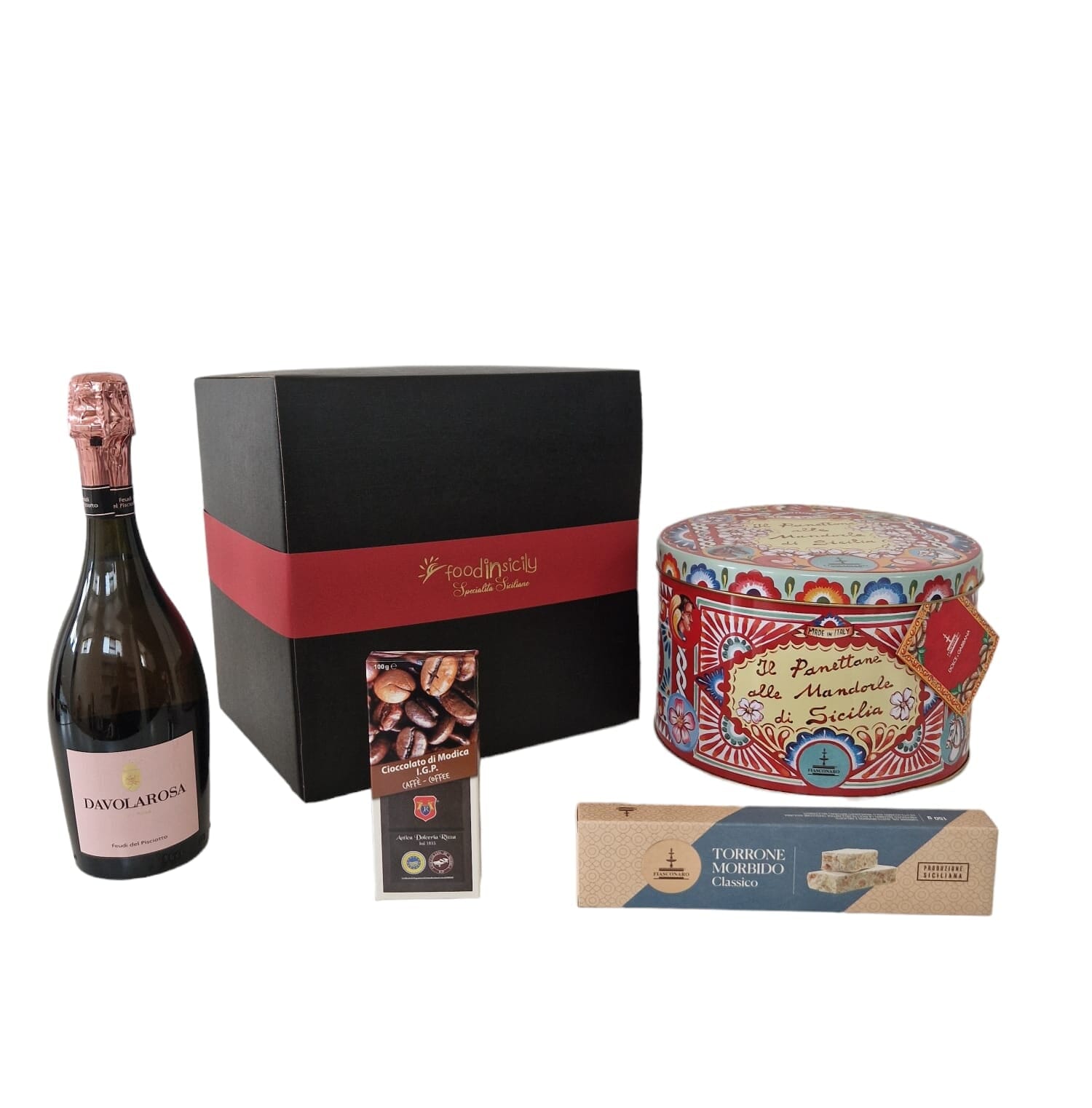 Confezione regalo "Dolce&Gabbana", con 4 prodotti di alta qualità e in 5 varianti Confezione regalo natalizia Fiasconaro Panettone Fiasconaro Dolce e Gabbana alle Mandorle di Sicilia , 1 Kg 