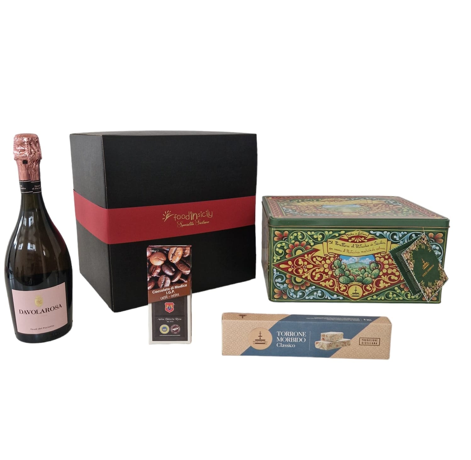 Confezione regalo "Dolce&Gabbana", con 4 prodotti di alta qualità e in 5 varianti Confezione regalo natalizia Fiasconaro Panettone Dolce&Gabbana al Pistacchio di Sicilia, 1 Kg 