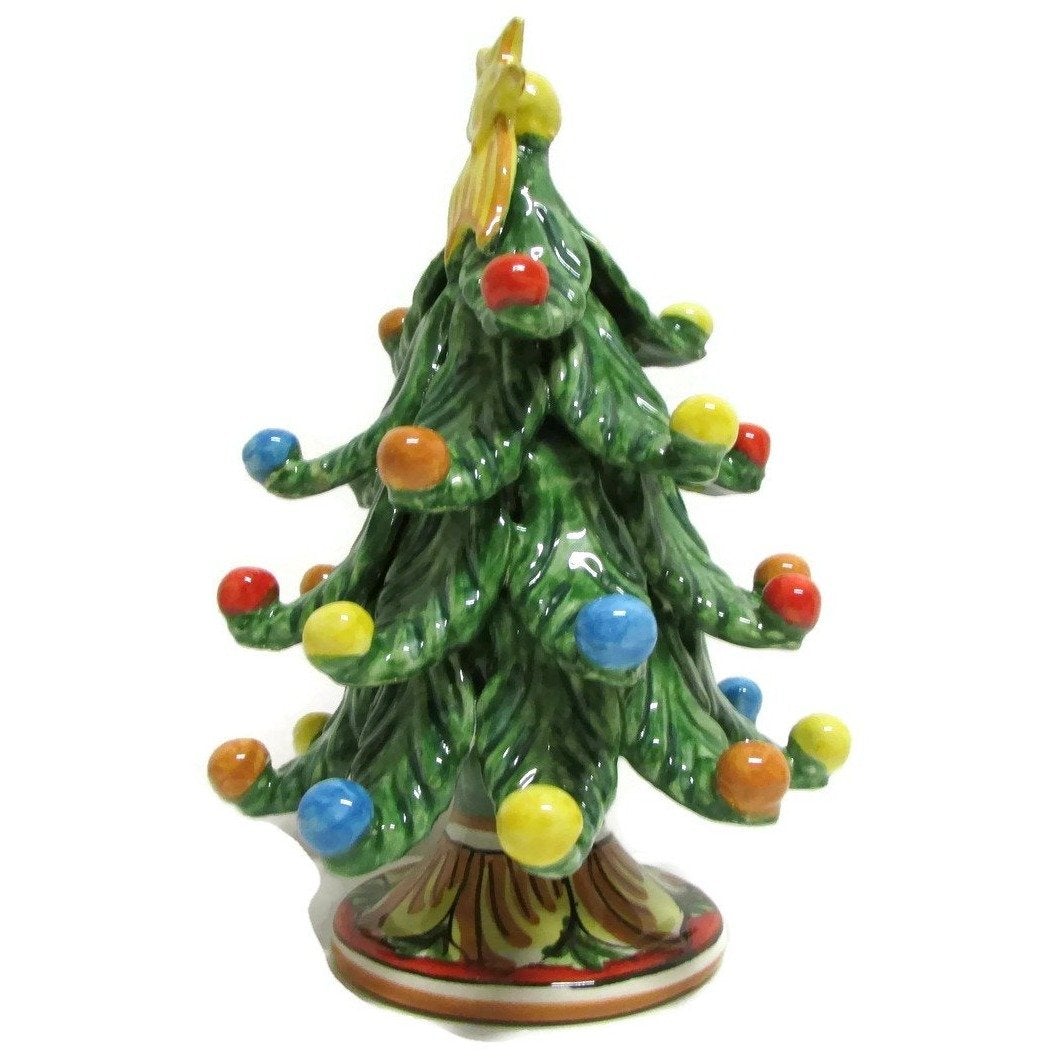 Albero di Natale Verde in Ceramica di Caltagirone, H 17 Ceramica Food in Sicily 