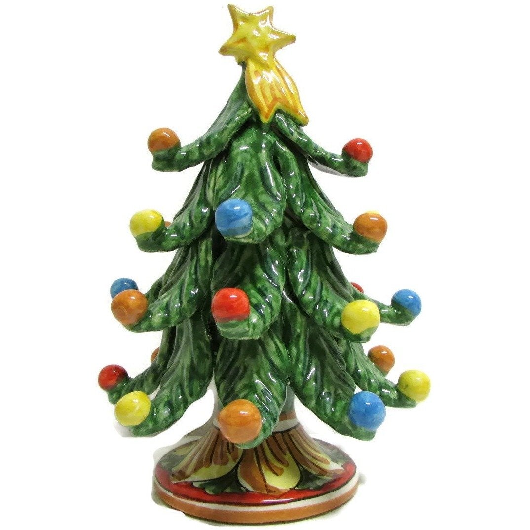 Albero di Natale Verde in Ceramica di Caltagirone, H 17 Ceramica Food in Sicily 
