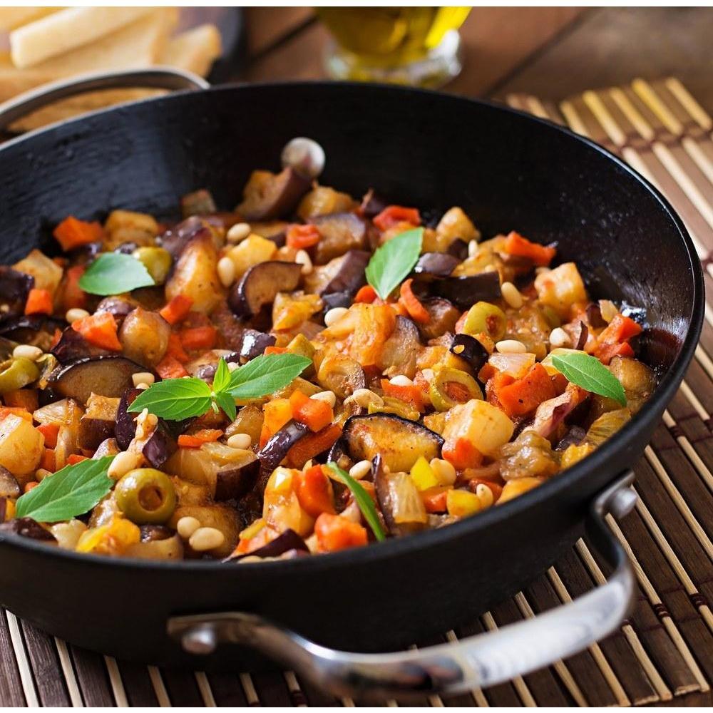Caponata siciliana, 290 gr con melanzane, peperoni e olive verdi Condimenti Food in Sicily 