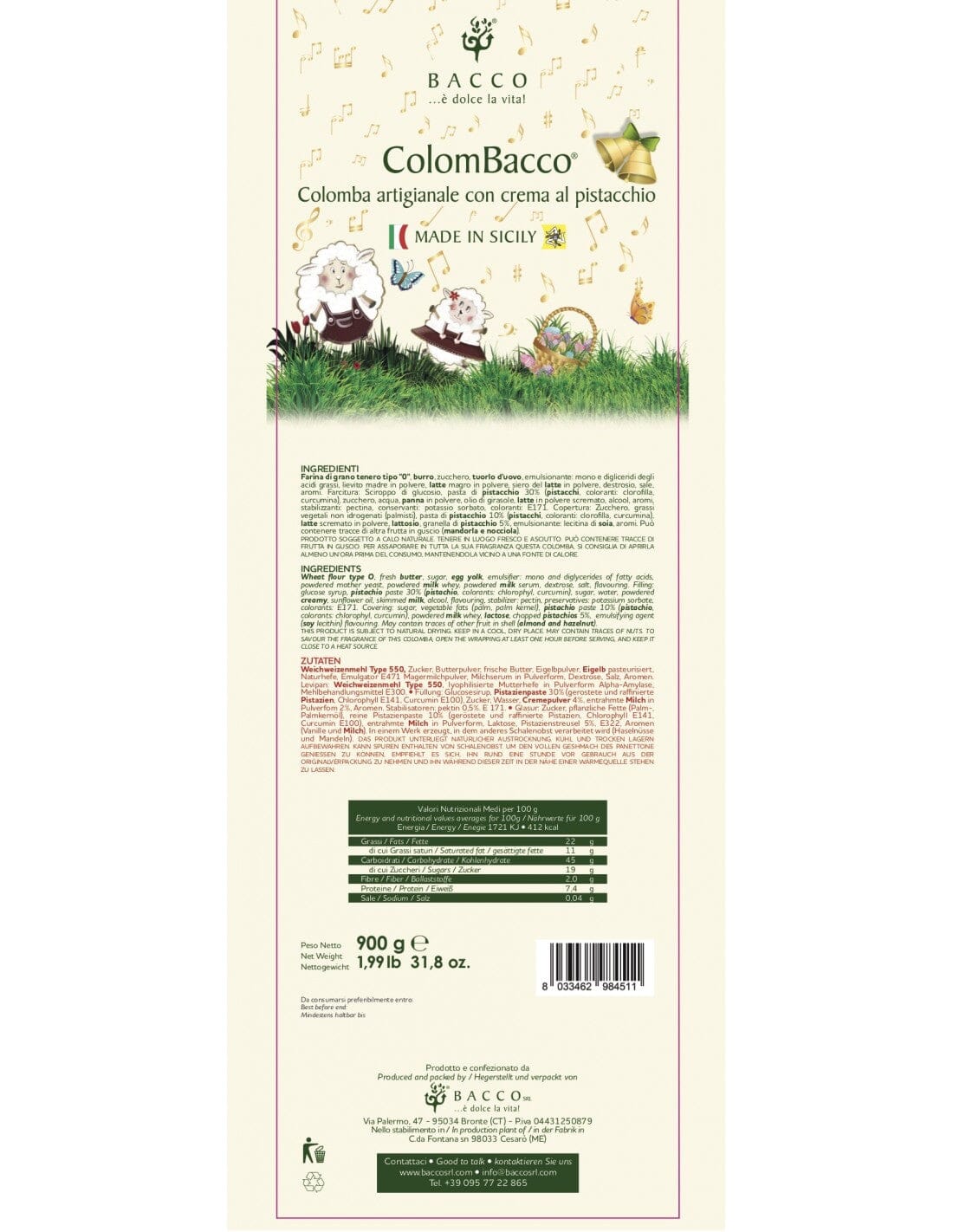 Copia del Panettone panbacco retrò al pistacchio, 1 Kg , Bacco Dolci tipici siciliani Bacco 