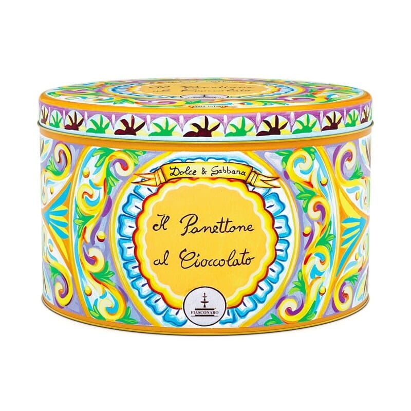 Confezione Natalizia "Sicilia" con 15 prodotti tipici siciliani di alta qualità in 10 versioni Confezione regalo natalizia Food in Sicily PANETTONE FIASCONARO DOLCE&GABBANA AL CIOCCOLATO 1 KG 