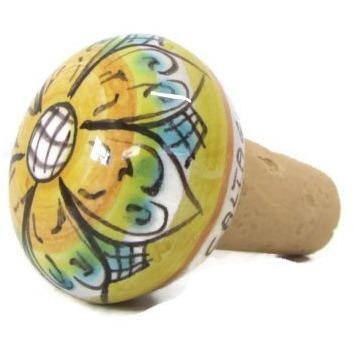 Tappo in Ceramica di Caltagirone, vari colori, dipinto a mano Ceramica Food in Sicily Giallo e arancione 